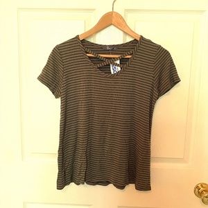 Striped Tee with Criss Cross Front